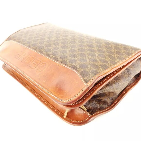 CELINE Clutch Bag Macadam Beige PVC Leather Used Authentic T10374 - Picture 4 of 9